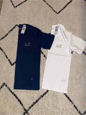 Vineyard Vines Kids Short Sleeve Whale Pocket Tee - Navy & White
